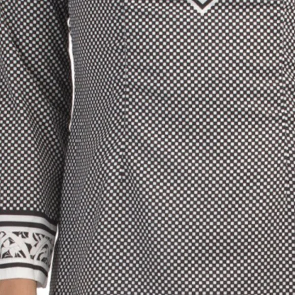 DALIA MACPHEE Long Sleeve Tie Neck Border Print Mini Dress - Picture 4 of 4